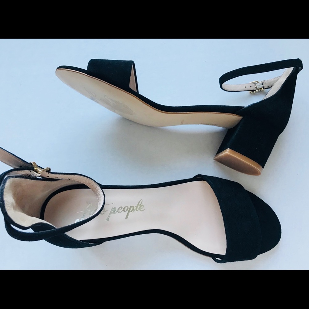 Free People Marigold Black Heel Ankle Strap Sandal